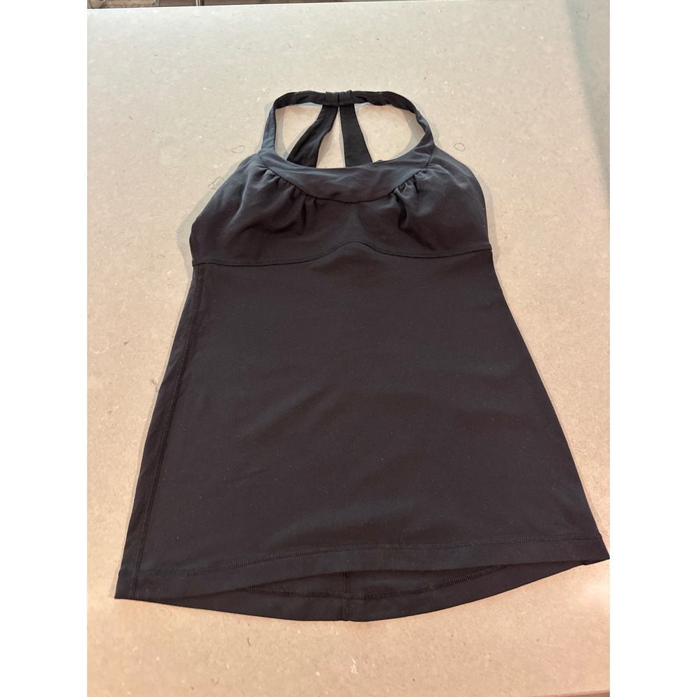 Lululemon scoop me up Black Tank Top Built-In Bra Athletic Workout Tank size 8